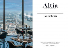 Gutscheinvorlage mit Tischen und Stühlen